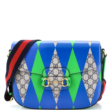 Gucci Horsebit 1955 Shoulder Bag Printed GG Coated Canvas Large