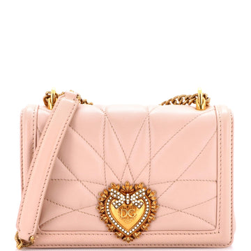 Dolce & Gabbana Devotion Full Flap Shoulder Bag Quilted Leather Small