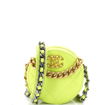 Chanel 19 Round Clutch with Chain Quilted Leather