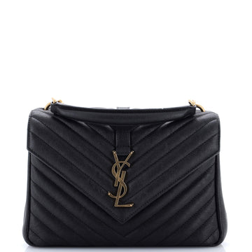 Saint Laurent Classic Monogram College Bag Matelasse Chevron Leather Medium