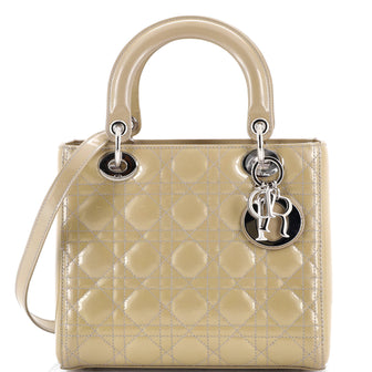 Christian Dior Lady Dior Bag Cannage Quilt Patent Medium