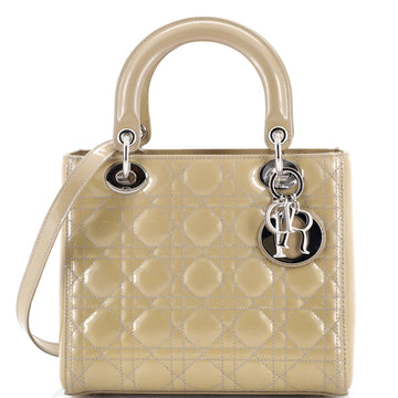 Christian Dior Lady Dior Bag Cannage Quilt Patent Medium