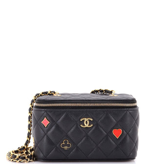 Chanel Coco Casino Vanity Case with Chain Quilted Caviar Small