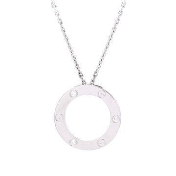 Cartier 3 Diamonds Love Pendant Necklace 18K White Gold and Diamonds