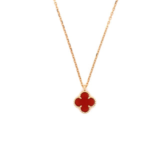 Van Cleef & Arpels Sweet Alhambra Pendant Necklace 18K Rose Gold and Carnelian