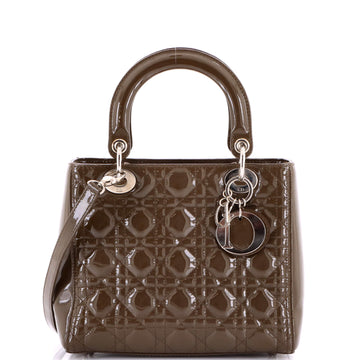Christian Dior Lady Dior Bag Cannage Quilt Patent Medium