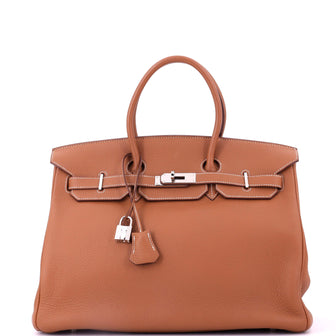 Hermes Birkin Handbag Brown Togo with Palladium Hardware 35