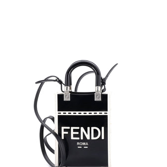 Fendi Sunshine Shopper Tote Patent and Canvas Mini