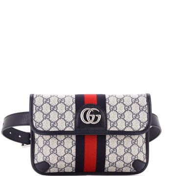 Gucci Ophidia Flap Belt Bag GG Coated Canvas with Leather
