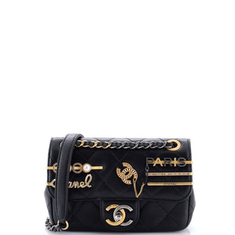Chanel Coco Clips Flap Bag Embellished Quilted Lambskin Mini