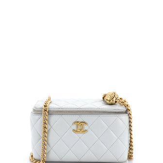 Chanel Sweet Camellia Vanity Case with Chain Quilted Lambskin Small