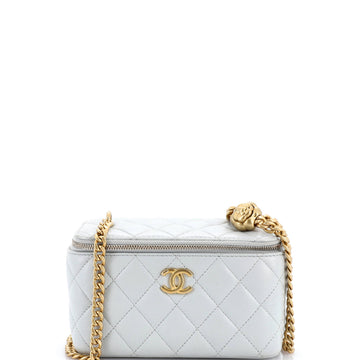 Chanel Sweet Camellia Vanity Case with Chain Quilted Lambskin Small