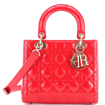 Christian Dior Lady Dior Bag Cannage Quilt Patent Medium