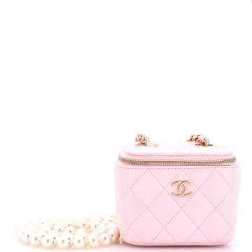 Chanel Vanity Case with Pearl Chain Quilted Lambskin Mini