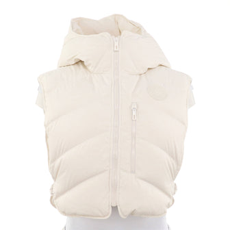 Hermes Women's Hooded Puffer Zip Vest Quilted Polyester with Down