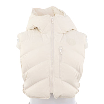 Hermes Women's Hooded Puffer Zip Vest Quilted Polyester with Down