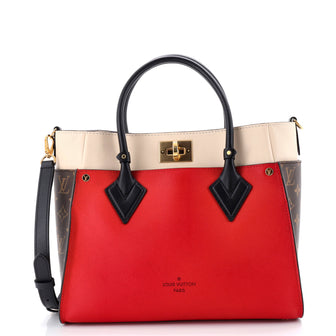 Louis Vuitton On My Side Tote Leather with Monogram Canvas MM