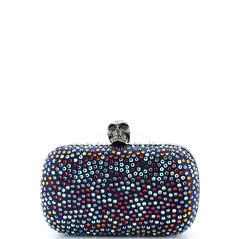 Alexander McQueen Skull Box Clutch Embellished Satin Small