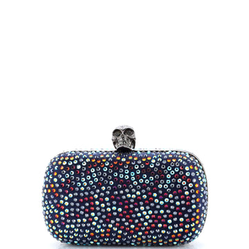 Alexander McQueen Skull Box Clutch Embellished Satin Small