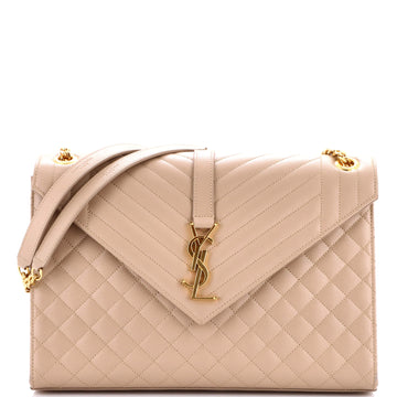 Saint Laurent Classic Monogram Envelope Satchel Mixed Matelasse Leather Large