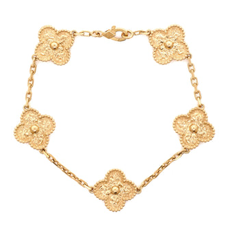 Van Cleef & Arpels Vintage Alhambra 5 Motifs Bracelet 18K Yellow Gold