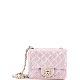 Chanel Square Classic Single Flap Bag Quilted Metallic Lambskin Mini