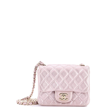 Chanel Square Classic Single Flap Bag Quilted Metallic Lambskin Mini