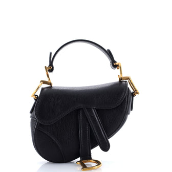 Christian Dior Saddle Handbag Leather Micro