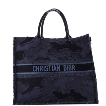 Christian Dior Book Tote Camouflage Embroidered Canvas Large