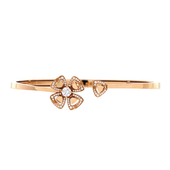 Bvlgari Fiorever Bangle Bracelet 18K Rose Gold with Pave Diamonds