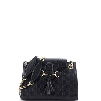 Gucci Emily Chain Flap Shoulder Bag Guccissima Leather Small