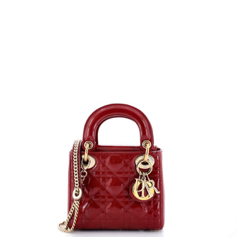 Christian Dior Lady Dior Chain Bag Cannage Quilt Patent Mini