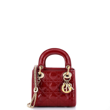 Christian Dior Lady Dior Chain Bag Cannage Quilt Patent Mini