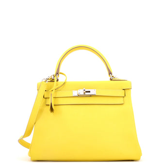 Kelly Handbag Lime Evercolor with Palladium Hardware 28