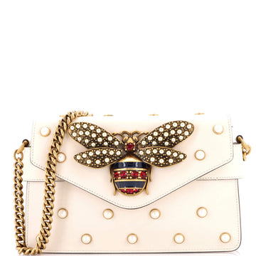 Gucci Broadway Pearly Bee Shoulder Bag Embellished Leather Mini