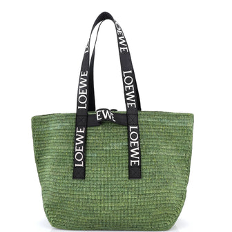 Loewe Fold Logo Strap Tote Raffia Large
