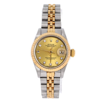 Rolex Oyster Perpetual Datejust Automatic Watch Stainless Steel and Yellow Gold with Diamond Markers 26