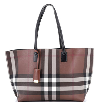 Burberry Open Tote Check E-Canvas Large