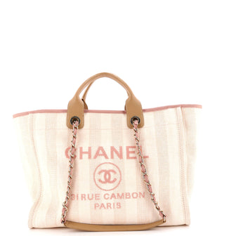 Chanel Deauville Tote Striped Mixed Fibers Medium