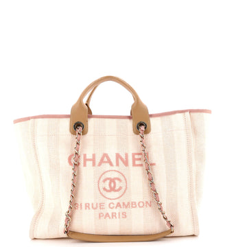 Chanel Deauville Tote Striped Mixed Fibers Medium