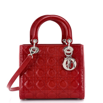 Christian Dior Lady Dior Bag Cannage Quilt Patent Medium