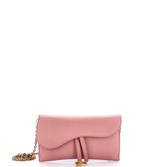 Christian Dior Saddle Chain Wallet Leather