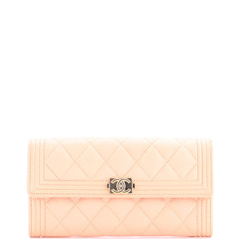 Chanel Boy Flap Wallet Quilted Caviar Long