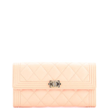 Chanel Boy Flap Wallet Quilted Caviar Long
