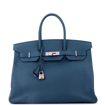 Hermes Birkin Handbag Blue Epsom with Palladium Hardware 35