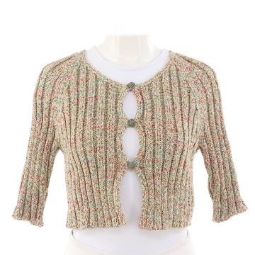 Chanel Women's Short Sleeve Cropped Button Up Cardigan Cotton