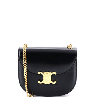 Celine Triomphe Besace Clea Chain Flap Bag Leather