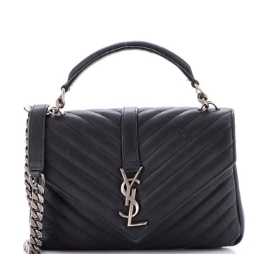 Saint Laurent Classic Monogram College Bag Matelasse Chevron Leather Medium