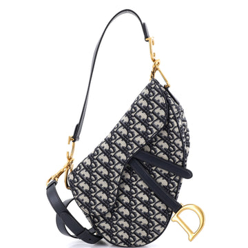 Christian Dior Saddle Handbag with Strap Oblique Canvas Medium