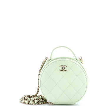 Chanel Handle with Care Round Vanity Case with Chain Quilted Caviar Small